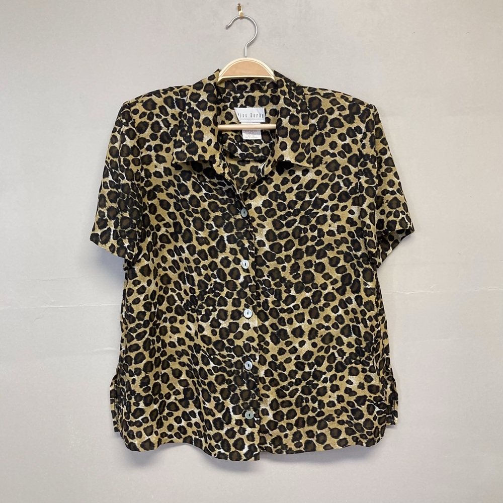 Vintage Miss Dorby Leopard Print Button-Up Shirt